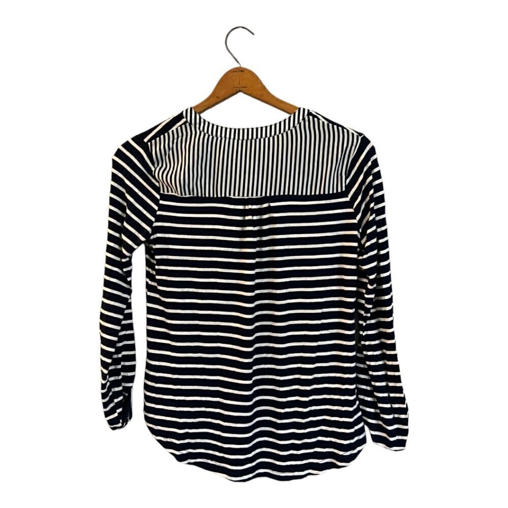 Roly Poly Stripe Top Ruffle Hem Cotton Blend Size Small Button Front - Picture 2 of 4